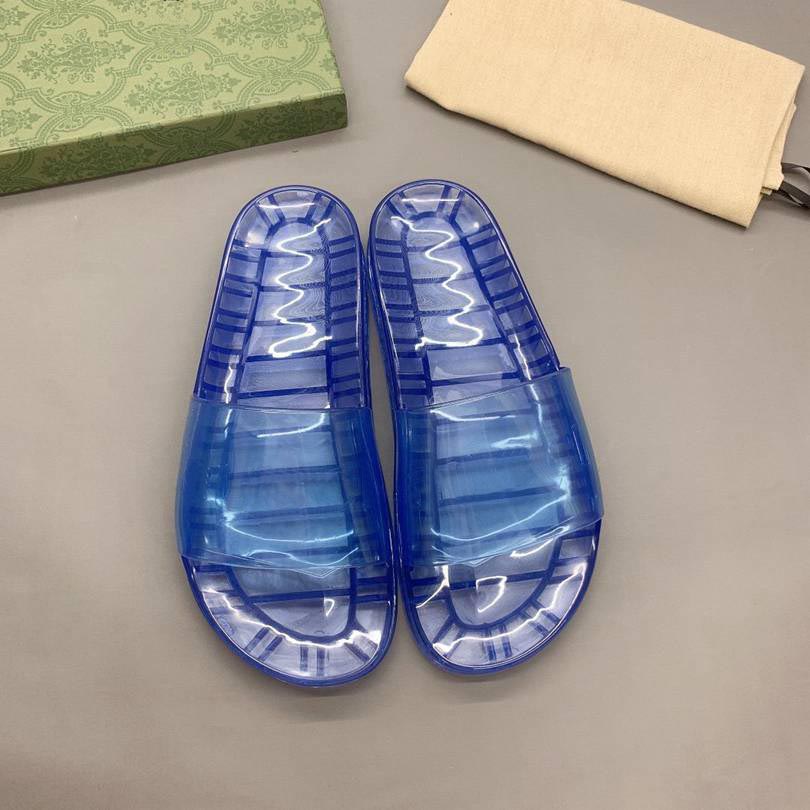 

Top Designer Women Transparent Crystal Slippers Fashion Summer Men Flat Rubber Jelly Beach Sandals Luxurys Ladies Fruit Letter Slides large size35-46, 11