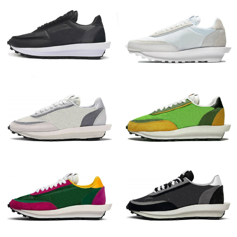 

2021 Nlke Running Shoes Dark Iris Sesame Blue Void Sacais X Waffle LDV VaporWaffle Pegasus Nylon Black White Off Trainers Sneakers Size J22, 26 black white 36-44