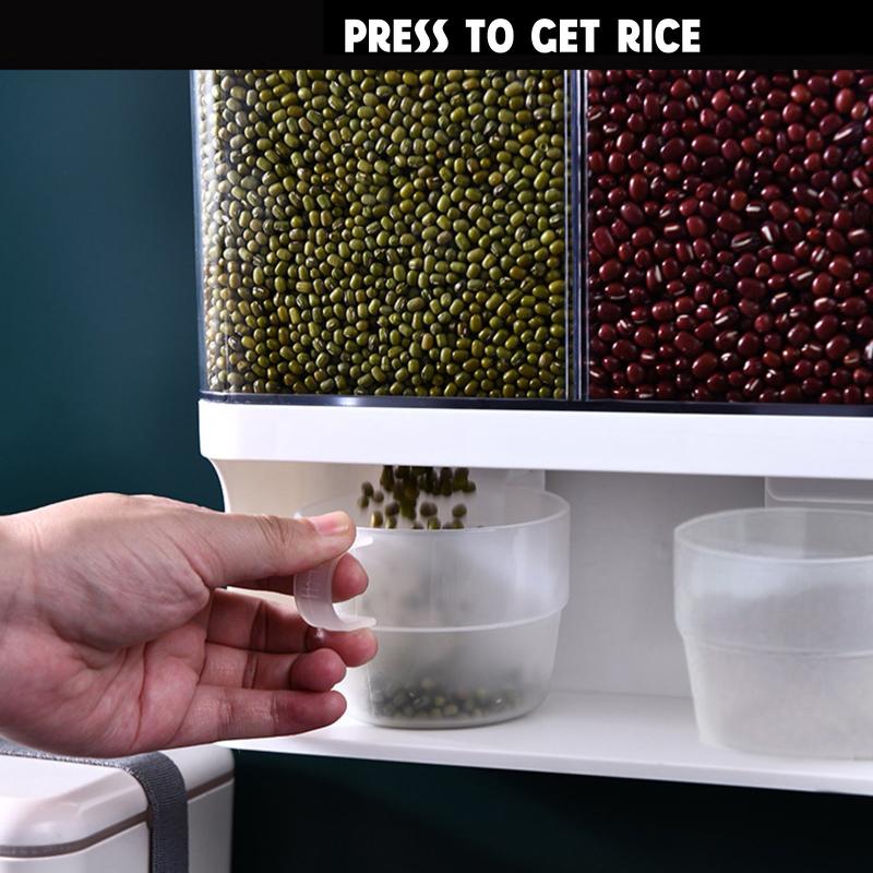 

Storage Bottles & Jars Cereal Dispenser Wall Mounted Dry Food Container Organizer For Kitchen Classification Metering Rice Cylinder Plastic