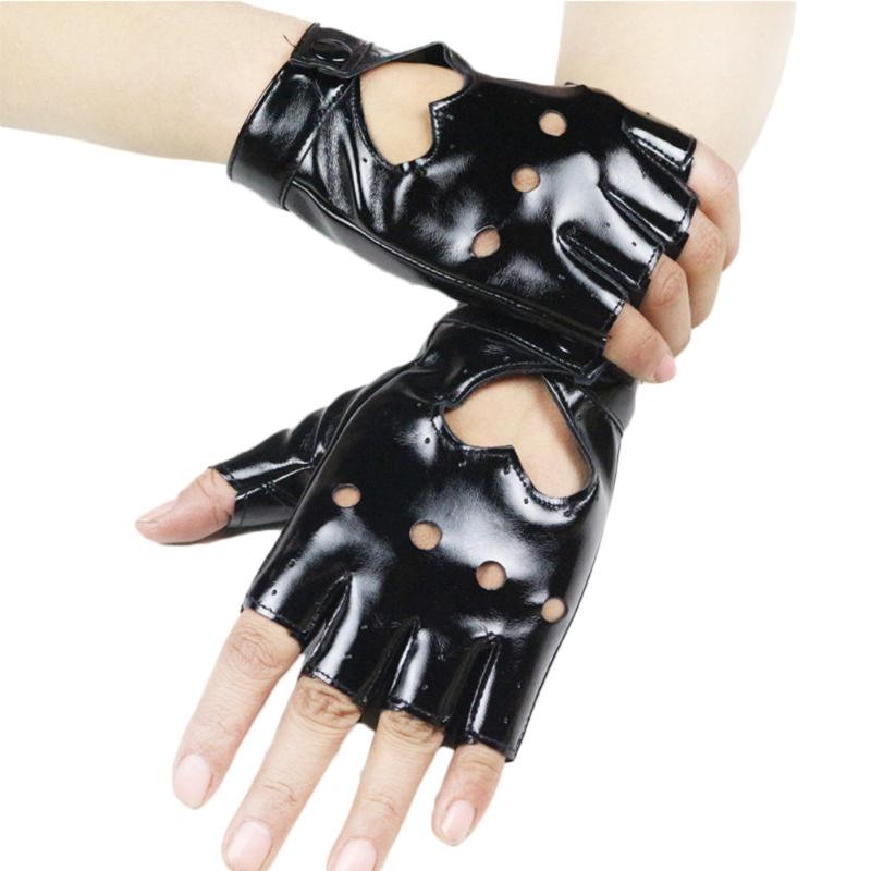 

Five Fingers Gloves Men Women Driving Punk Short Leather Half Finger Dance Motorcycle Summer Fashion Solid Color Leopard Mitten
