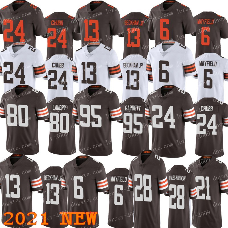 

Clevelands Men Football jersey 28 Jeremiah Owusu-Koramoah Jerseys Baker Mayfield Nick Chubb Odell Beckham Jr. Jarvis Landry Myles Garrett Denzel Ward, Black;red