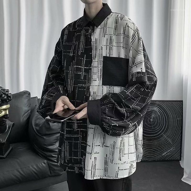 

Men's Casual Shirts Men Fashion 2021 Plus Size Streetwear Clothes Plaid Long Sleeve Shirt Black Vintage Blouse Button Male Tops