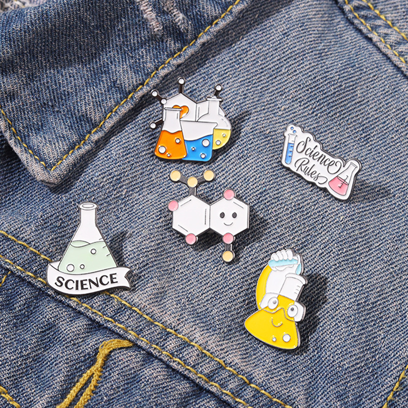 

I'm Very Into Science Enamel Pins Custom Molecular Brooches Like Magic But Real Lapel Badges Scientist Jewelry Gift for Friends Chemical Equation Series Alloy beaker, Pick colors and quantity