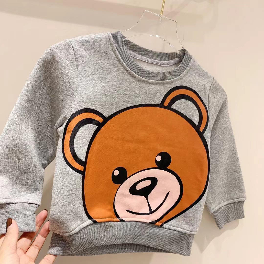 

Kids Boys Girls Cotton Hoodie Fashion Baby casual Jumper cartoon hoodies children O-Neck long sleeve tees, Gray