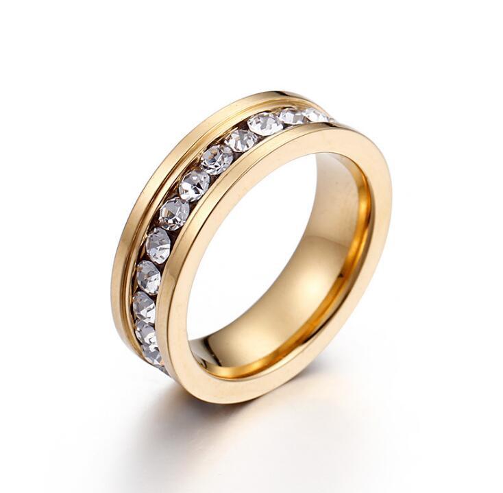 Wedding Rings Fashion Simple One Row Zircon Crystal Jewelry Gold Stainless Steel Engagement For Women-image-711475237