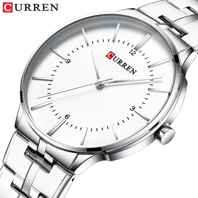 

CURREN Mens Classic Watch Luxury Business Men Wristwatch Quartz Analog Male Fashion Sports Brand Watches Clock Relogio Masculino 210517, Silver white
