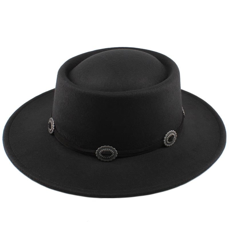 

Wide Brim Hats 2021 Autumn And Winter Women's French Wool Top Hat, Black