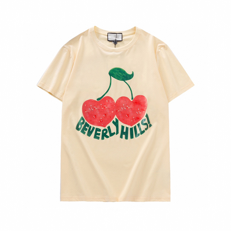 

2021s beverly hills Cherry designer t-shirt mens fashion clothing short sleeve women Punk print letter embroidery Cat Summer Skateboard tops pineapple Casual Tees, 24