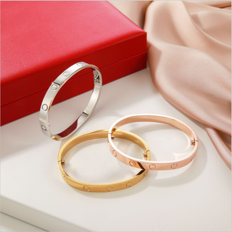 

Love you bracelet charm screw bangle couple cuff fashion stainless steel screwdriver diamond tennis gold bangles gift friendship bracelets designer with box set