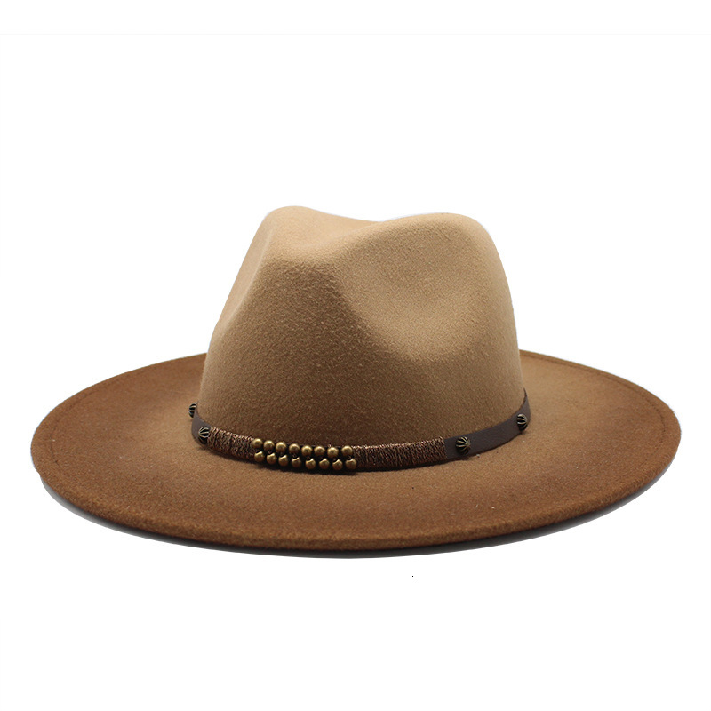 

Berets 2-color gradient Wide Brim wool Fedora Hat For Women Wool Felt Hats Men Fall Winter Panama Gamble Jazz Cap 3U2V, Army green