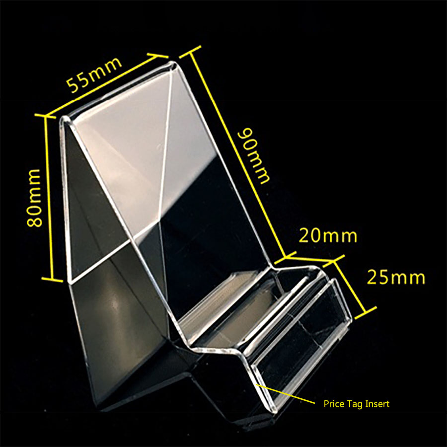 Transparent Acrylic Cell Phone Battery Display Stand Holders Clear Desktop Rack Easel Universal Bracket Kickstand with Label Insert for iPhone Sa-image-698831895