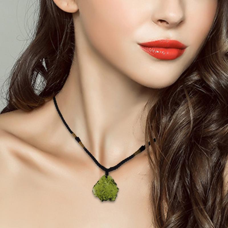 

Chokers Crystal Meteorite Pendant Irregularly Shaped DIY Energy Stone Natural Moldavi Mine Necklace #g