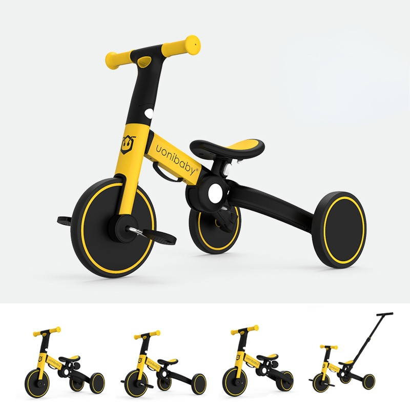 

uonibaby 4 into 1 Baby Balance Bike Kids Stroller Trolley Pedal Tricycle Two Wheel Children Bicycle