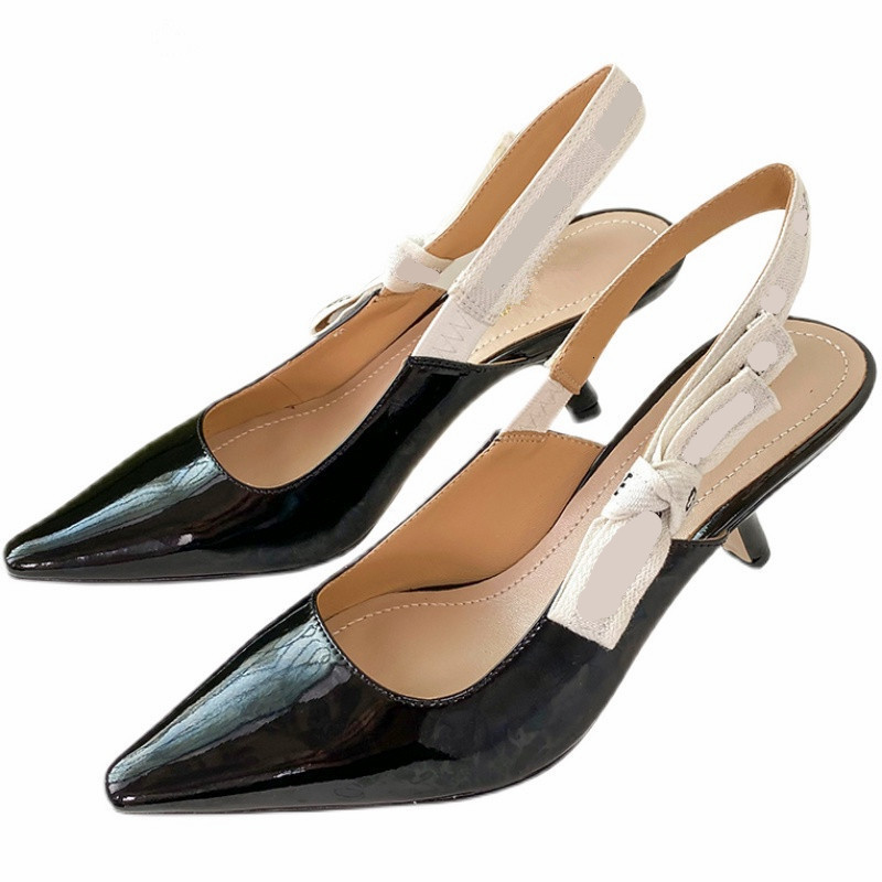 

Women Pointed Toe High Heels Sho Woman Letter Decoration Patent Leather Pumps Mujer Elastic Band Wedding Shoe Women's 2021 Multiple, Stripe 2.5cm
