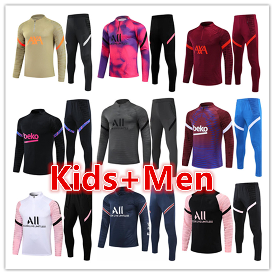 

22 23 psgs tracksuit 2022 2023 MBAPPE kids and men player version tracksuits training suit long sleeve Football soccer Jersey kit uniform chandal boys Barcelona, 18