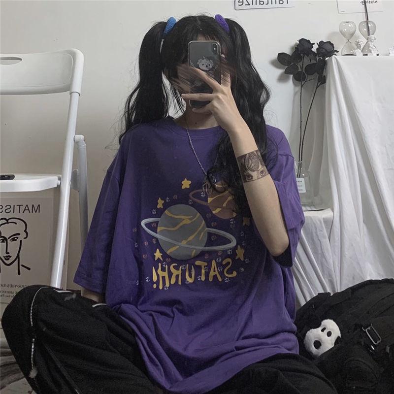 

Women's T-Shirt Summer Retro Printed Short Sleeve Korean Loose Original Suzerain Versatile, Random 1