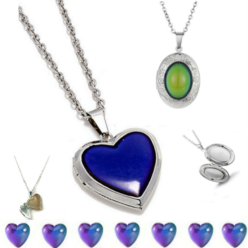 

Heart-shaped picture box Mood Pendant Necklace Temperature Can Change Colors