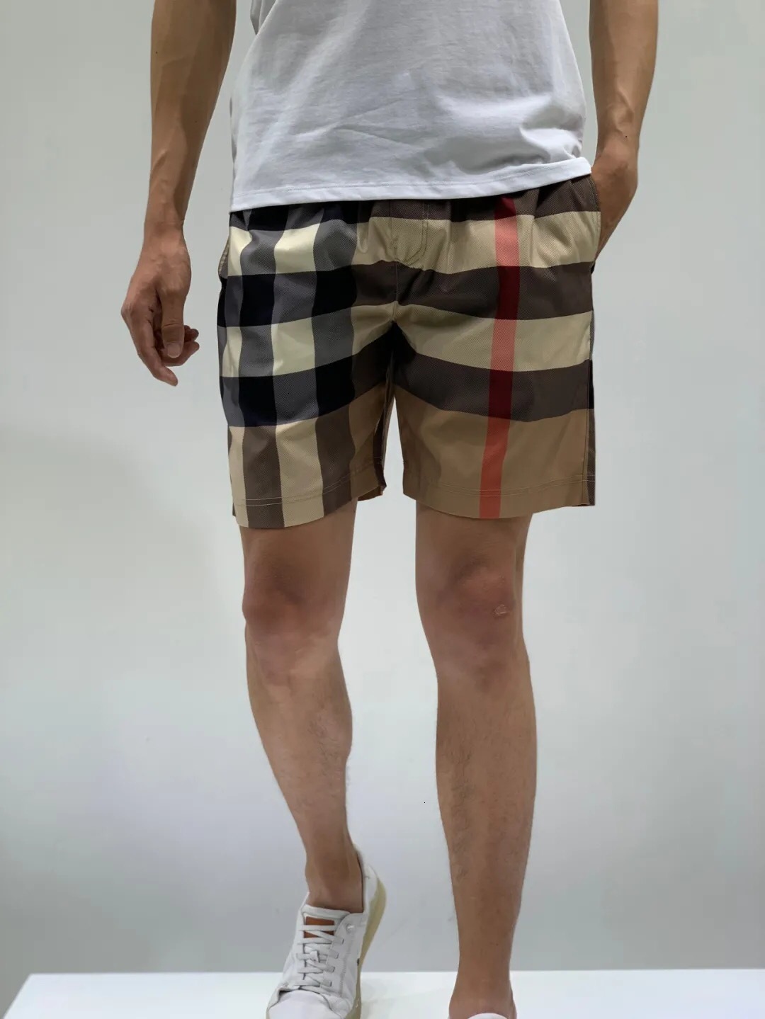 

Men's Shorts 2021 Designer Summer and Wo Casual Quick Dry B/u/r Swimming Luxury Quality Silk Cotton Checked Pants, Brown