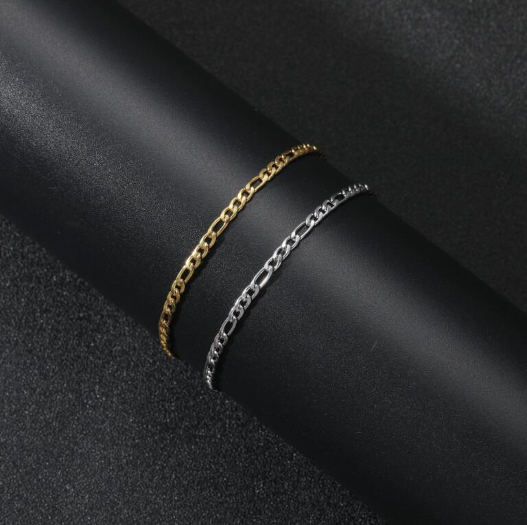 

Hip hop Bracelet Stainless Steel 3mm NK3 to 1 stainless steel chain vacuum plating