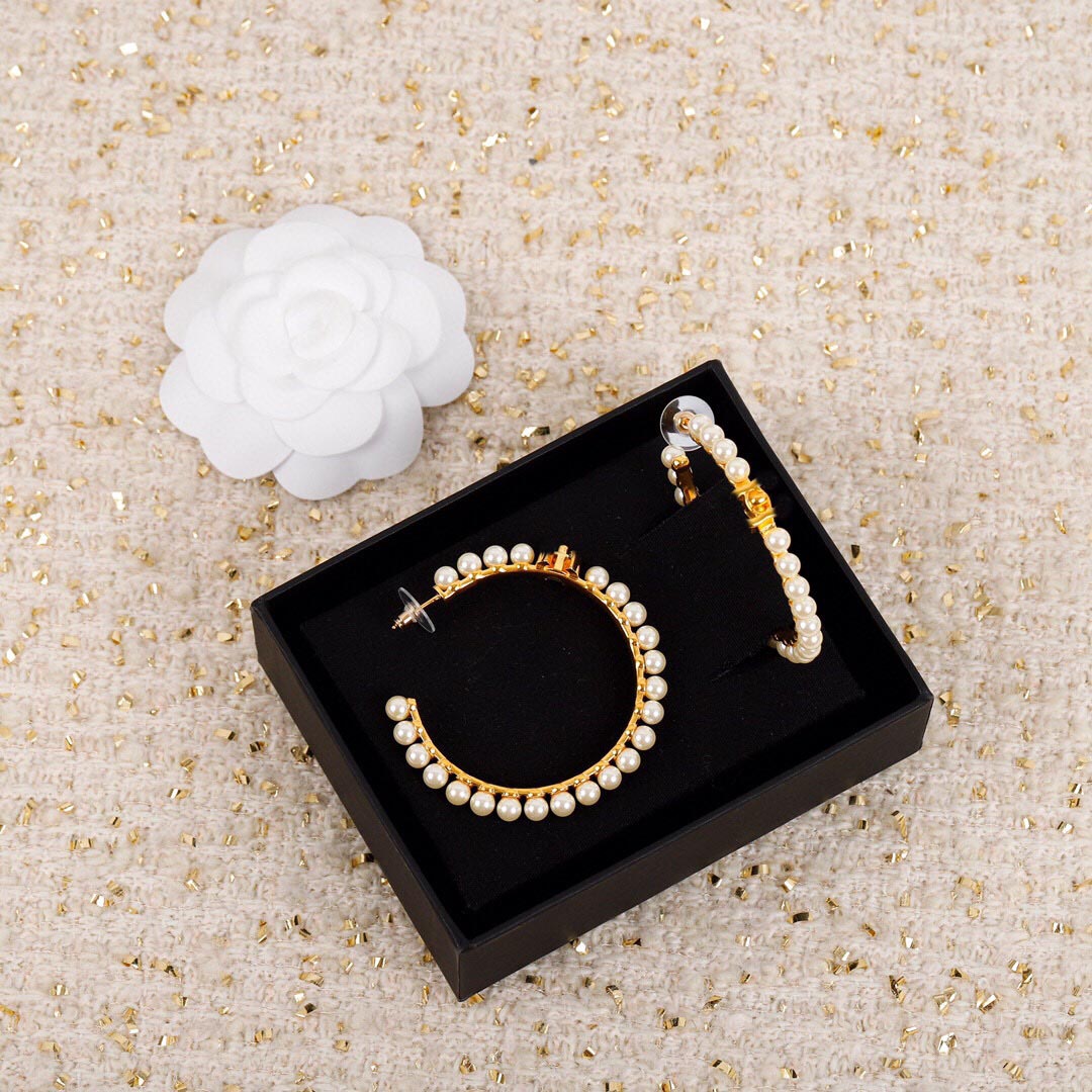 

2021 Fashion style Top quality large hook drop earring with pearl for women wedding jewelry gift have stamp box PS4043, Golden