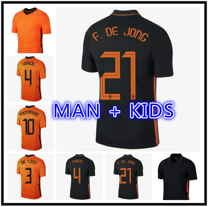

20 21 22 DE JONG soccer jersey DE LIGT NETHERlANDS MEMPHIS WIJNALDUM STROOTMAN VAN DIJK PROMES 2021 2022 men + kids football shirt, Black;yellow