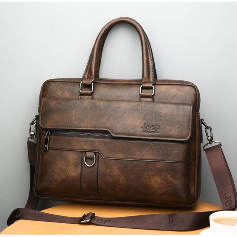 

Designer Men Briefcase High Quality Business Laptop Bag Vintage Leather Shoulder Messenger Bags Office Handbag Briefcases, Black