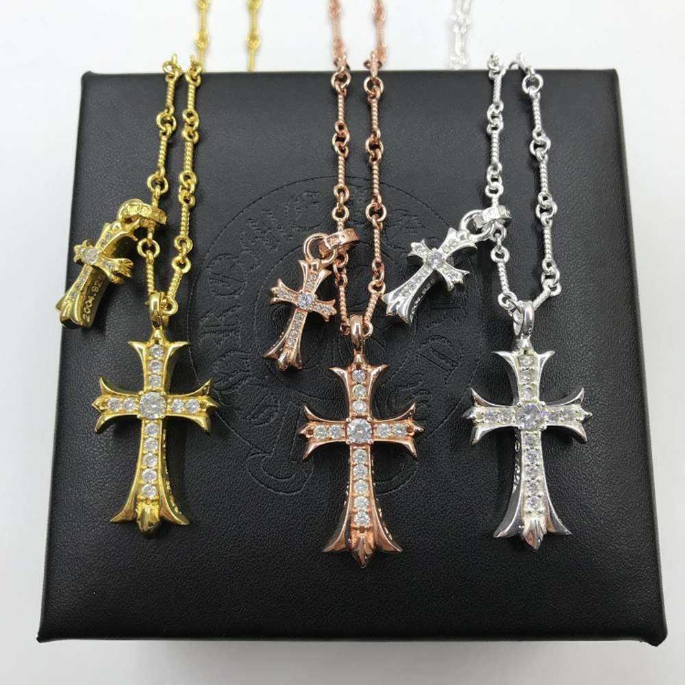 

pendants Croquet gold set double cross full diamond lovers jewelry necklace, Silver