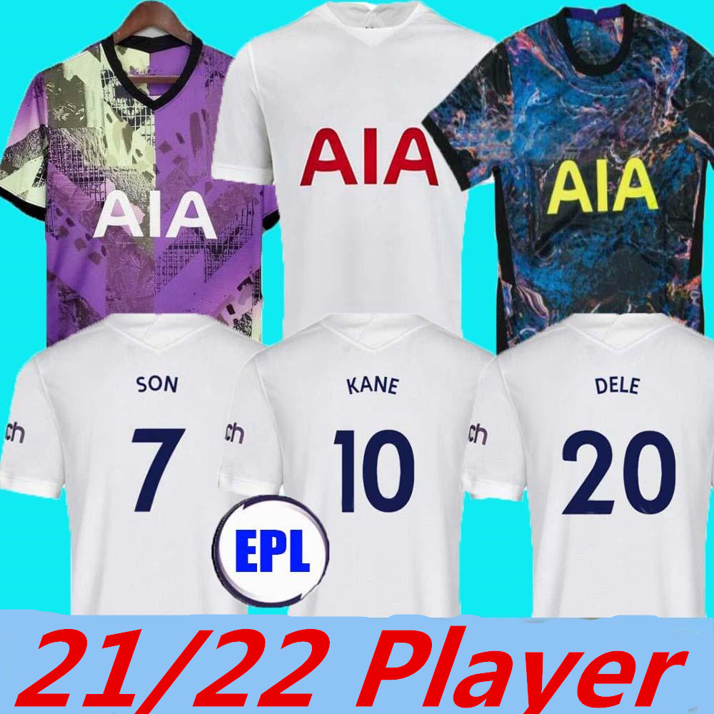 

21 22 Kane Son Bale Bergwijn Tottenham Dele Jerseys 2021 2022 Lucas Dele Kit Soccer Kit Bale Ndombele Tops Tops Boys Sets Uniforms with Player, 21/22 home