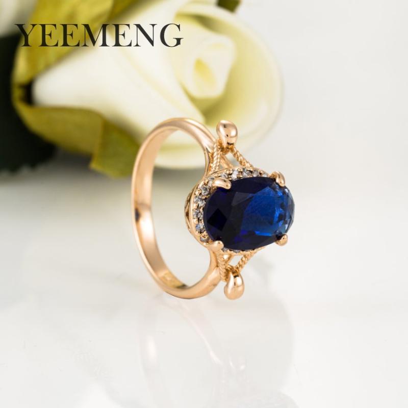 

Wedding Rings YEEMENG Jewelry For Women Elliptical Blue Zircon Ring With Stones Daily Life Decoration Accessories