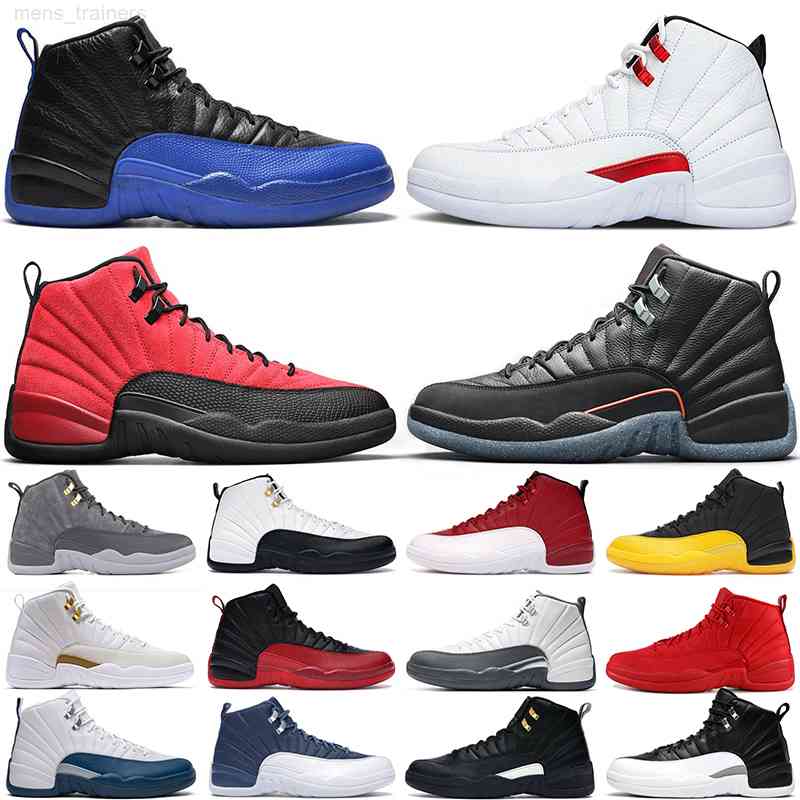 

12s basketball shoes men jumpman 12 Reverse Flu Game Twist University Gold Utility Indigo Gym red Dark Grey mens sports sneakers size 7-13
