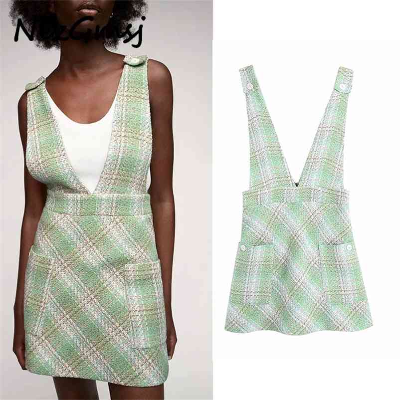 

Dres Wide Straps Plaid Short Mini Dresses Female Spring Fashion Sleeveless Office Lady Vestido 05 210628, As picture