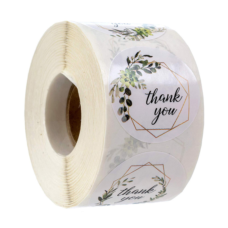 Thank You Stickers Roll Leaf Print 500 pcs Labels Small Business Packaging Envelope Seal Sticker Tags for Wedding Birthday Gift Wrap Bag 1 Inch 5-image-671662541