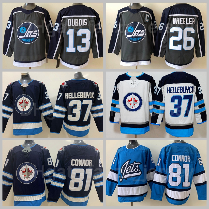 

Winnipeg Jets Ice Hockey 81 Kyle Connor Jersey Men Reverse Retro 37 Connor Hellebuyck 13 Pierre-Luc Dubois Heritage Classic Navy Blue White Grey, 13 grey