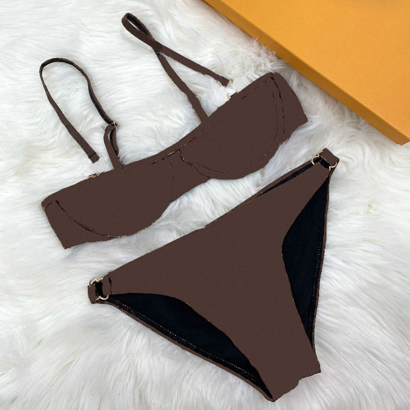 

Outdoor Vacation Women Bathing Suit Summer Beach Bikini for Party Vintage Style Fashion Letter Printed Swimwear