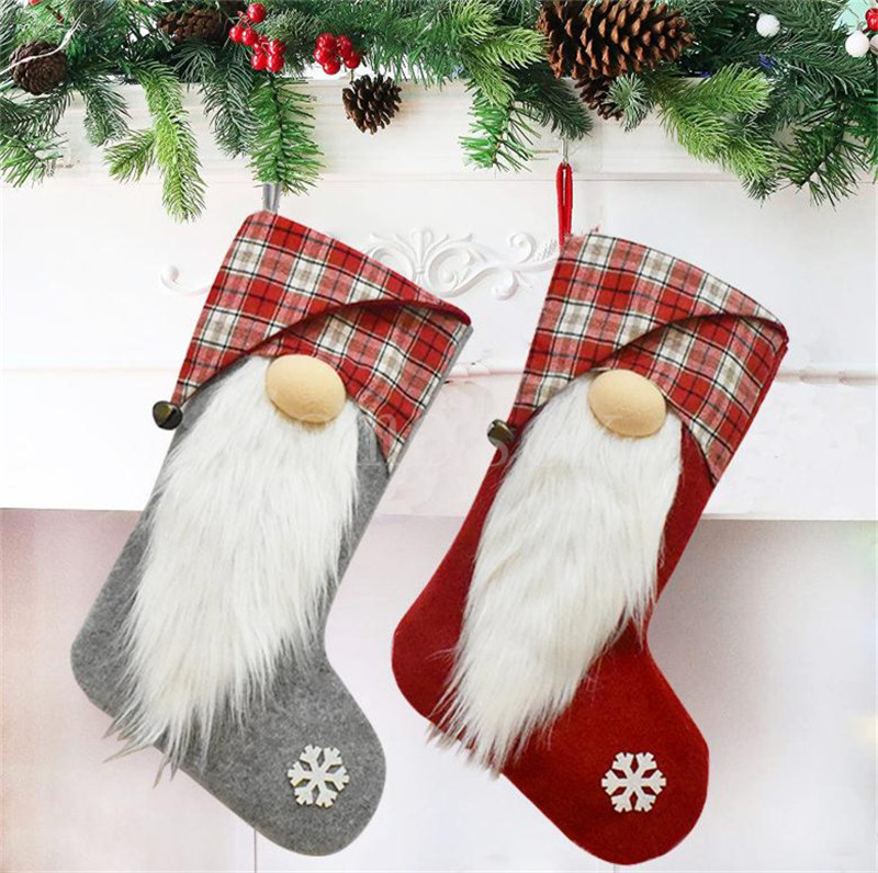 

Christmas Decoration Gnome Stockings 3D Plush Swedish Gnomes Fireplace Hanging Stocking Gift Bags For Holiday Xmas dd486