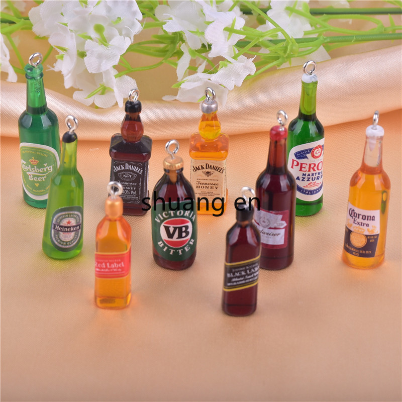 

alcohol Bottle Beer Resin Charms for earring keychains Jewelry DIY