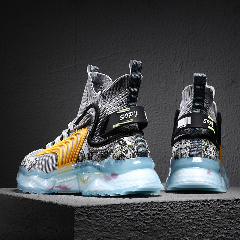 

New Fashion Classic Men Sneakers Spring Breathable Running Shoes for Men Graffiti Sport Shoes High-top Mesh Walking Jogging Shoe, 2008black