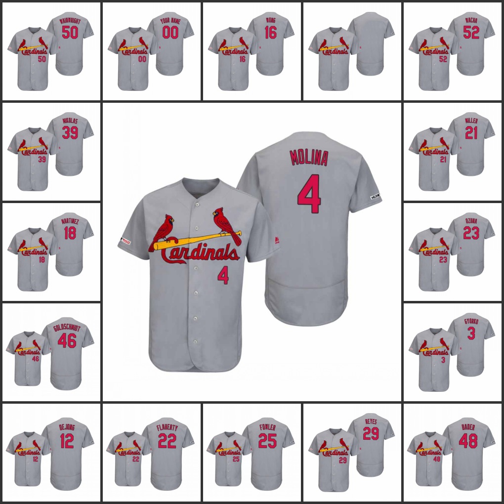 

St. LouisCardinalsMen #4 Yadier Molina 46 Paul Goldschmidt 16 Kolten Wong Wainwright Women Youth Flex Base Custom Jersey, 12