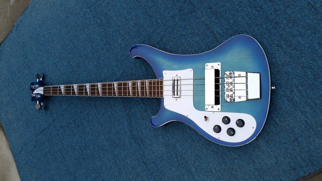 

in stock! blue color electric bass guitar custom shop made beautiful and wonderful