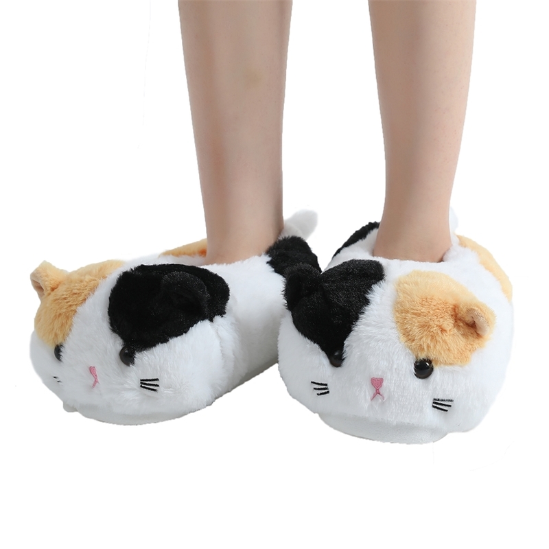 

1pc white black cat slippers animal home shoes Millffy indoor fashion women Breathable comfortable home soft slippers 210927, As shown