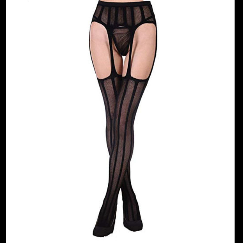 

Sexy transparent hollow four sides large open crotch no take off pantyhose long tube net fun stockings temptation Garter, Black;white