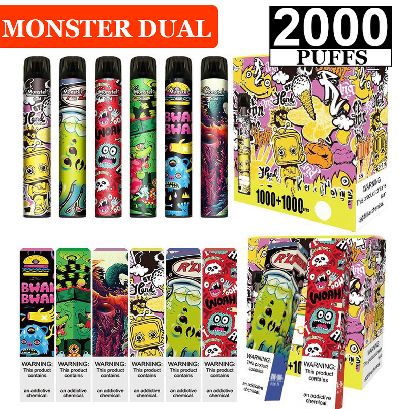 

Monster Dual Swtich 2000 Puffs Disposable Cigarettes 2in1 Vape Pod Device 6.0ml Pre-charged Vapes Stick Vaporizers