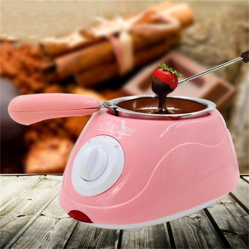 

Re-usable Durable Stainless Steel&Plastic Chocolate Melting Pink Pot Electric Fondue Melter Machine Set DIY Tool EU Plug Skillets
