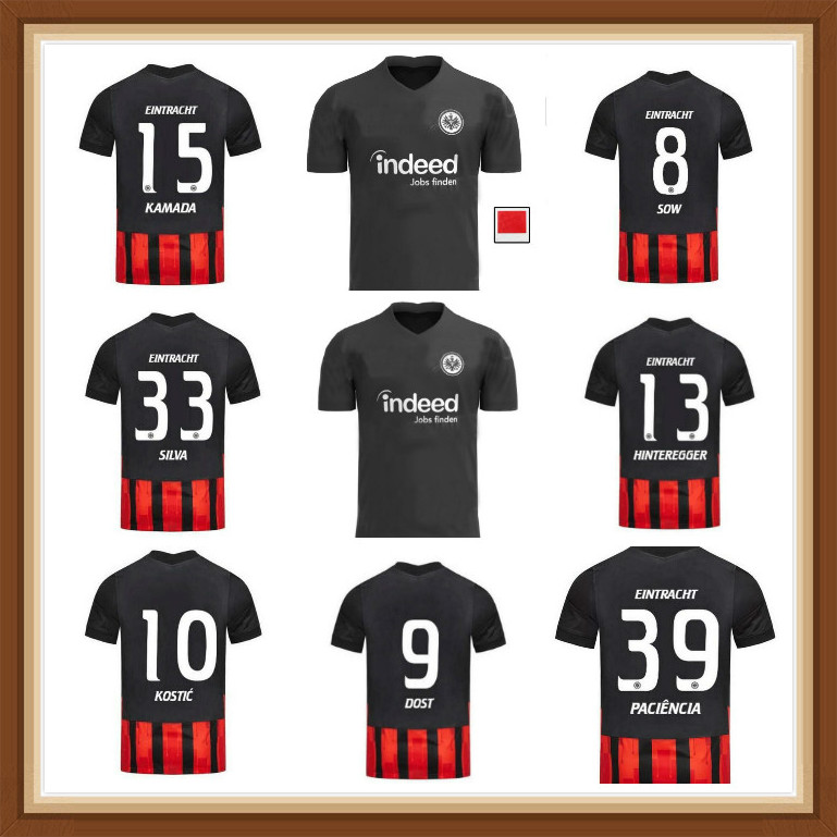 

20 21 Eintracht Frankfurt JOVIC soccer jerseys 2021 KOSTIC SOW SILVA HINTEREGGER ABRAHAM HASEBE KAMADA HRUSTIC football kit maillot de futol, Black;yellow