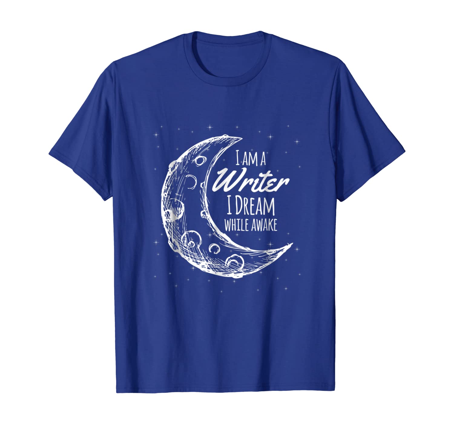 

i am a writer i dream while awake crescent moon gift t-shirt, White;black