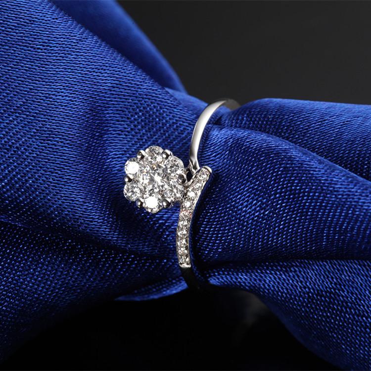 

Cluster Rings Beautiful Elegant Flower Ring Romantic Wedding Women 925 Sterling Silver Jewelry, Golden;silver