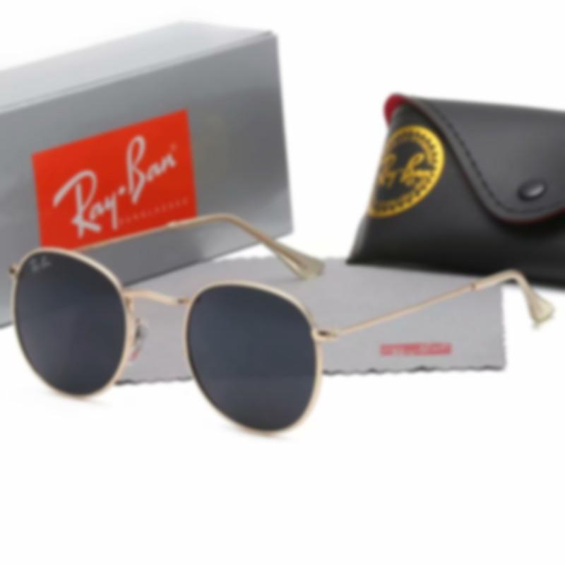 

High Quality Ray Men Women Sunglasses Vintage Pilot Brand Sun Glasses Band UV400 Bans With box and case 3447, White;black