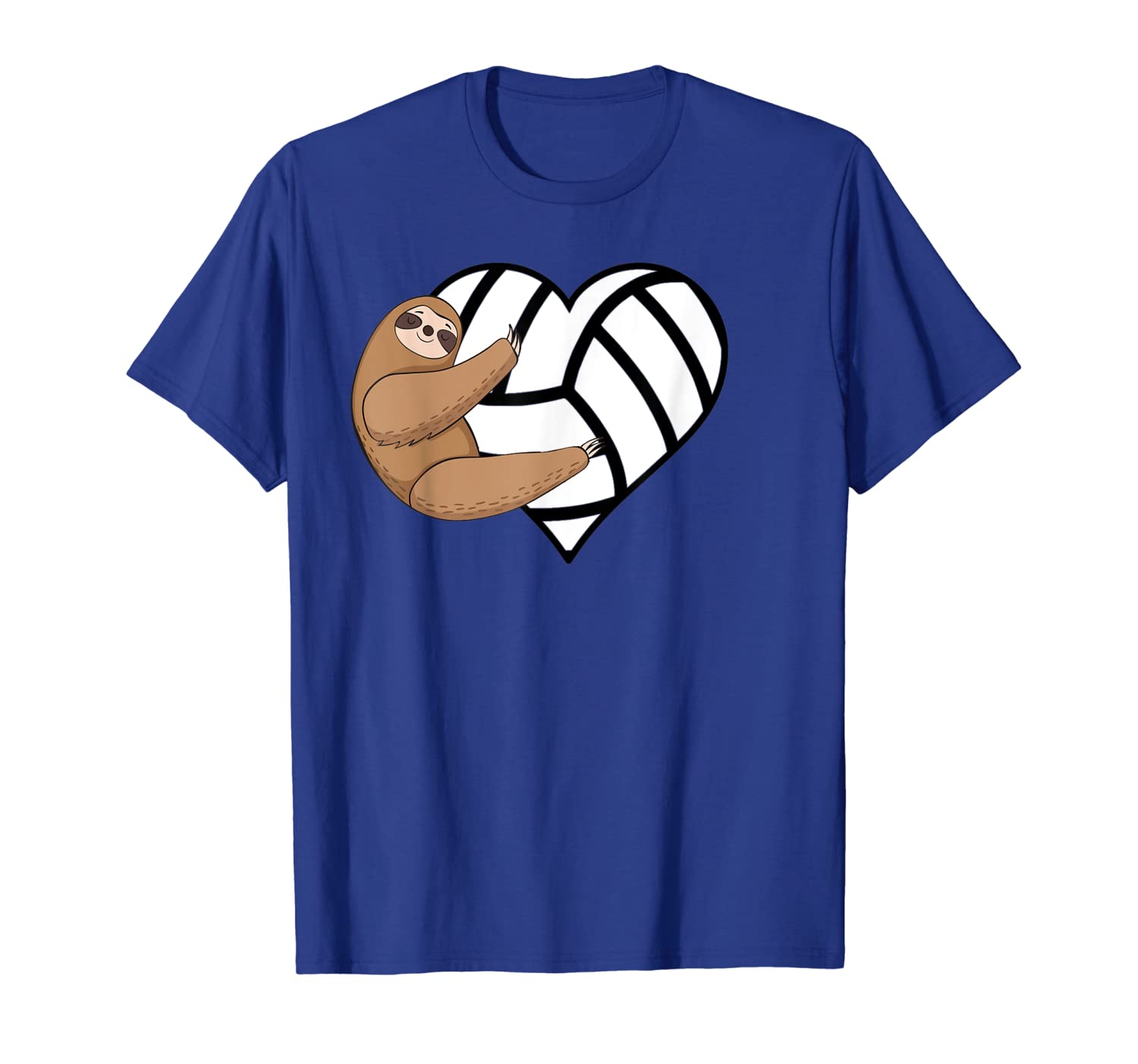 

sloth hugging volleyball heart t-shirt player or fan gift, White;black