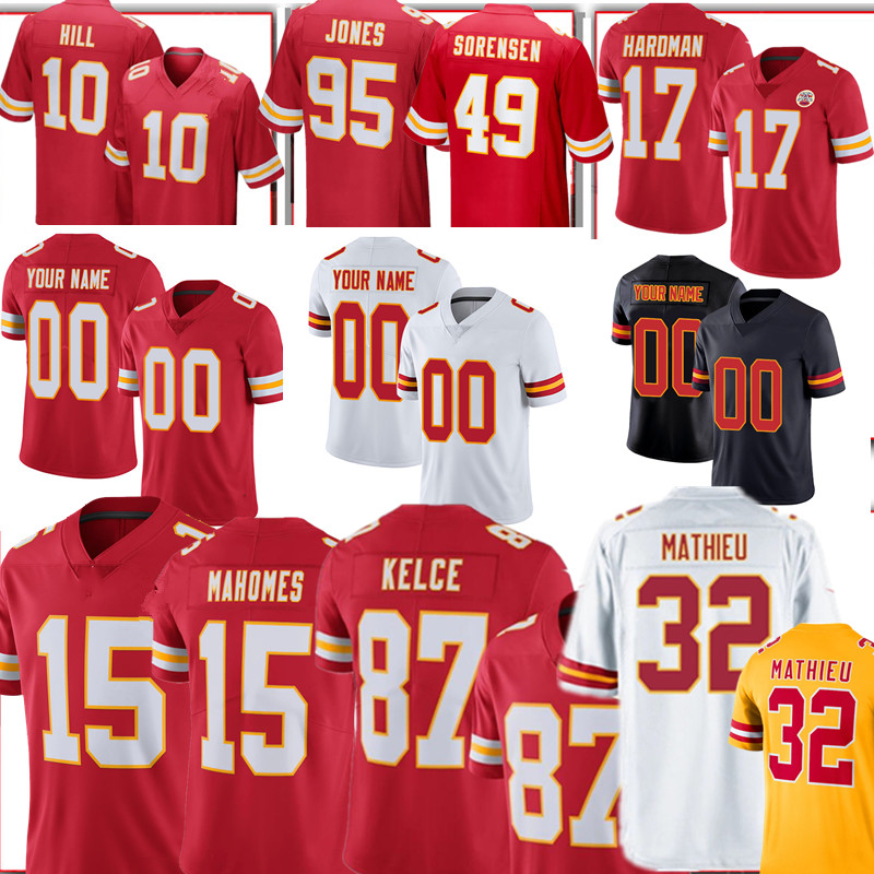 

Custom Football Jersey 15 Patrick Mahomes 87 Travis Kelce Tyrann Mathieu Jerseys Tyreek Hill Clyde Edwards-Helaire Chris Jones Mecole Hardman Any name 00, Women {s-xxl}