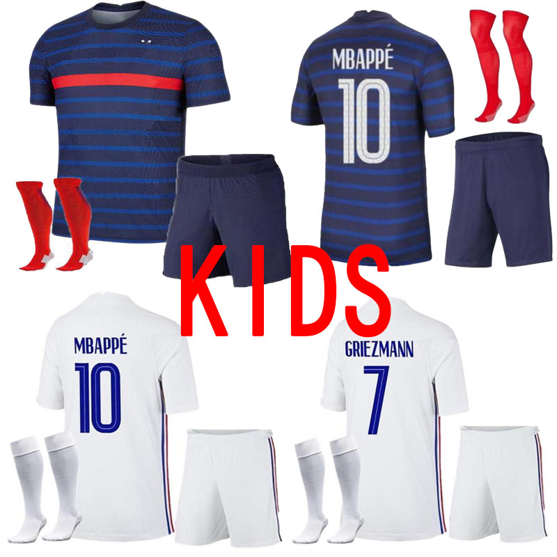 

Kids kit GRIEZMANN MBAPPE Soccer 2021 national team jersey Maillot de Foot enfant 2 stars POGBA football Jerseys, Black